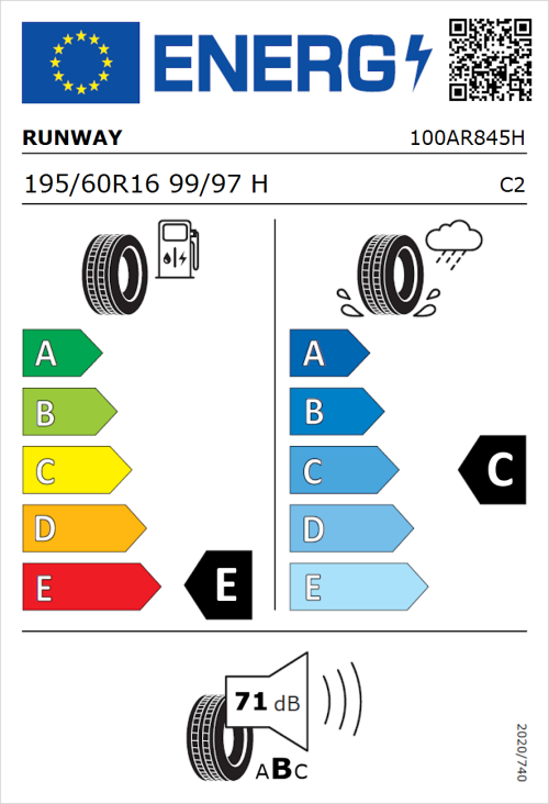 Tyre Label for Runway Enduro 616 195/60R16 99/97H