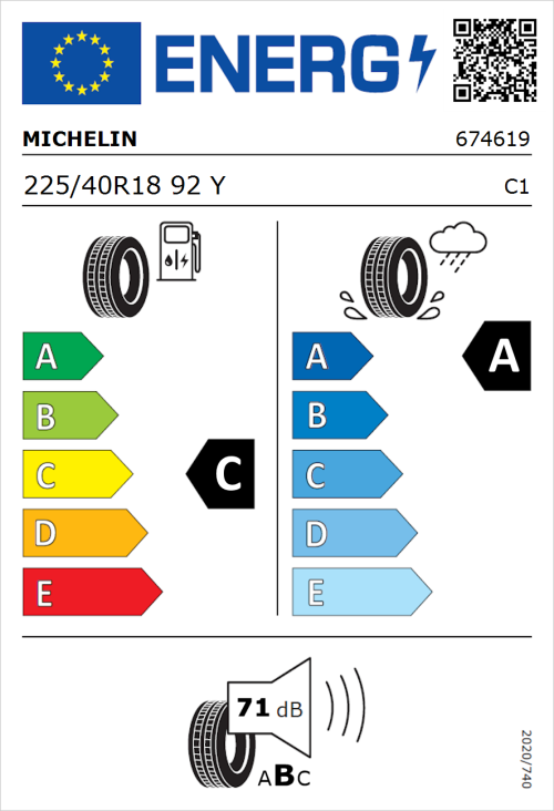 Tyre Label for Michelin Pilot Sport 4 225/40R18 92Y